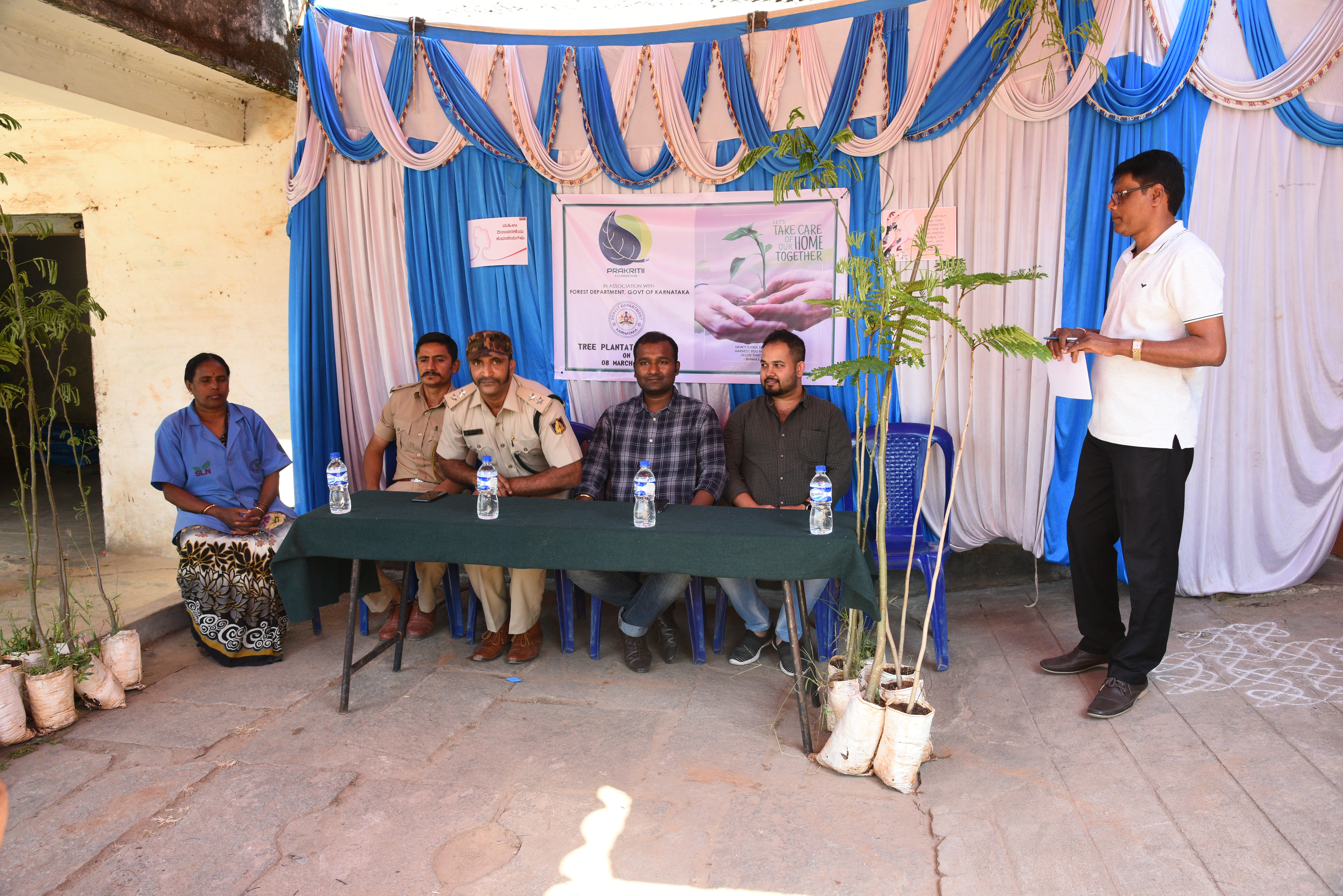 Volunteers planting trees in Karnataka