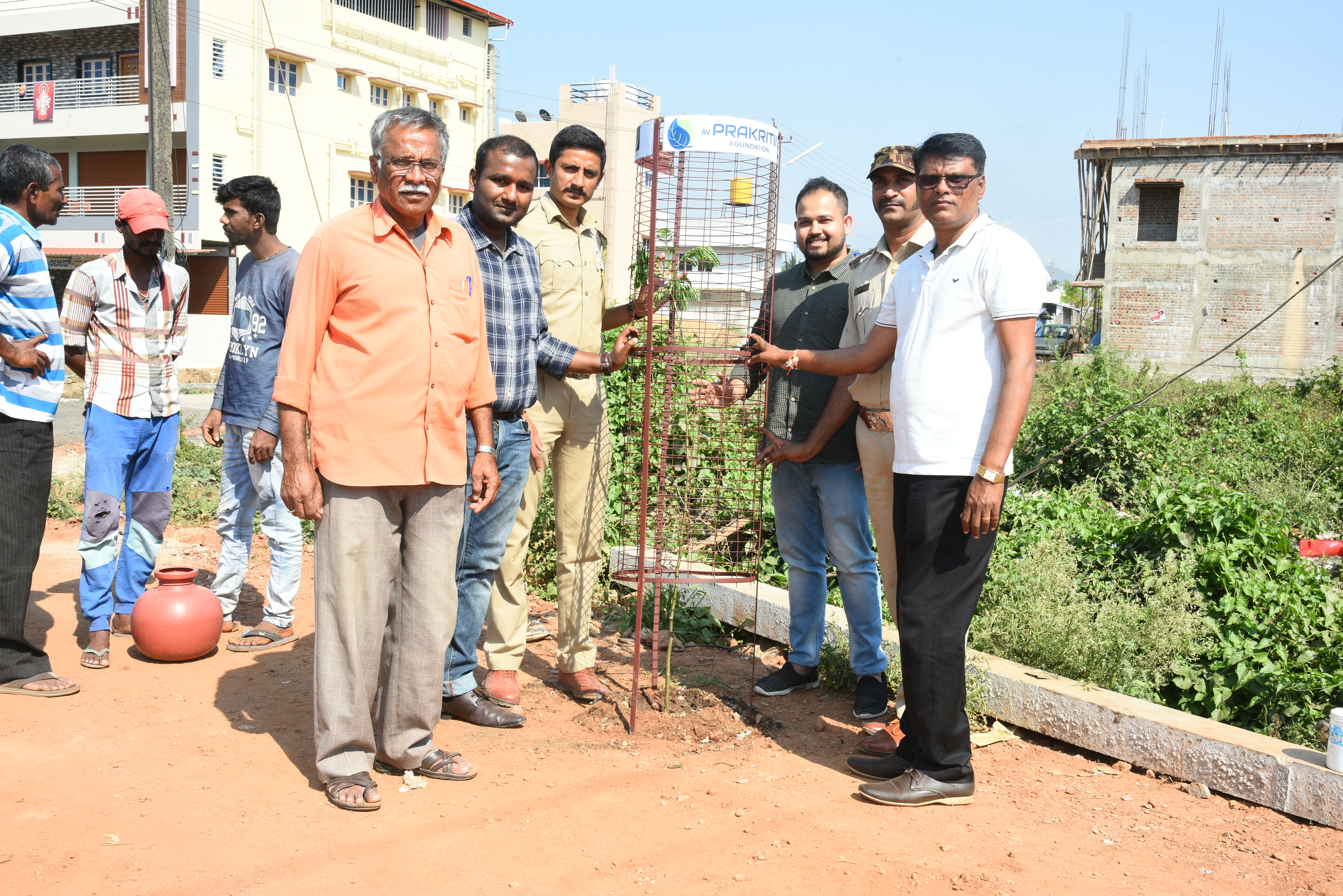 Saplings being planted in degraded land